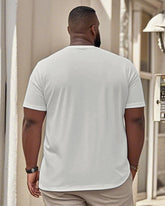 Men's Plus Size Daily Casual White Contrast Geometric Print Henry Collar Button Short Sleeve T-Shirt